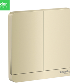 Bộ công tắc đôi 2 chiều AvatarOn, có đèn Led màu vàng ánh kim E8332L2LED_WG_G19