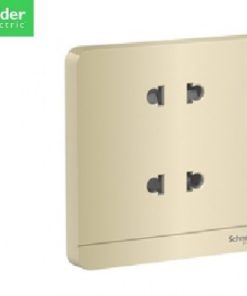 Bộ ổ cắm đôi 2 chấu màu vàng ánh kim 10A Shneider AvatarOn E83426U2_WG_G19